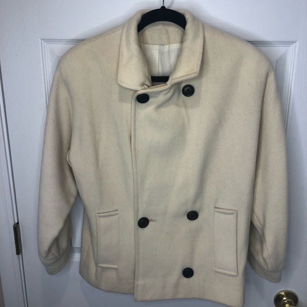 Vintage Dilards Country Pacer cream waist length pea coat, size 14/16 - Picture 3 of 15